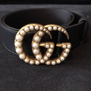 Authentic pearl embellished Gucci belt